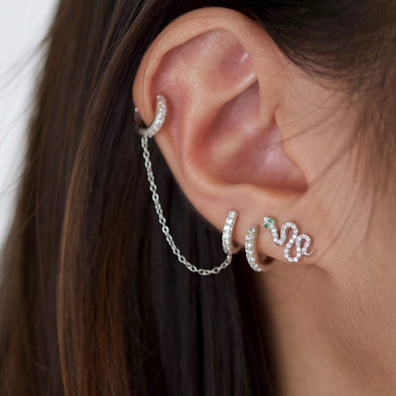 Slang Cubic Zirconia Oorbellen - Ruby