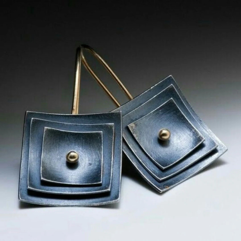 Blauwe Vintage Square Oorbellen - Desire