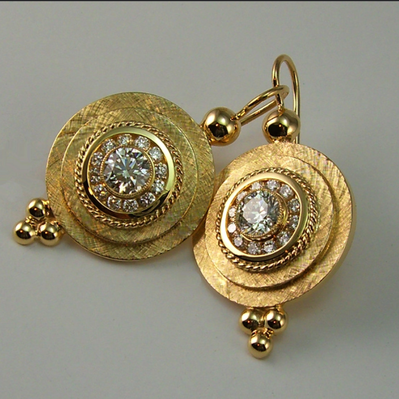 Vintage Oorbellen Goud Glazen Accent - Alice