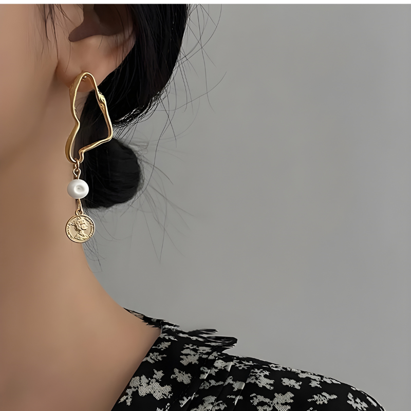 Asymmetrische Barokke Parel Dangle Oorbellen - Rachel