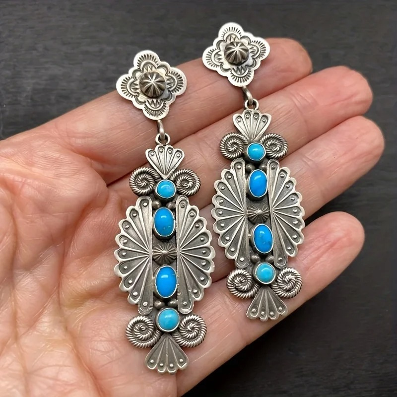 Vintage Turquoise Stud Oorbellen - Claudia