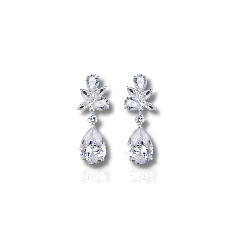 Elegante Zilveren Zirconia Dangle Oorbellen - Sophia