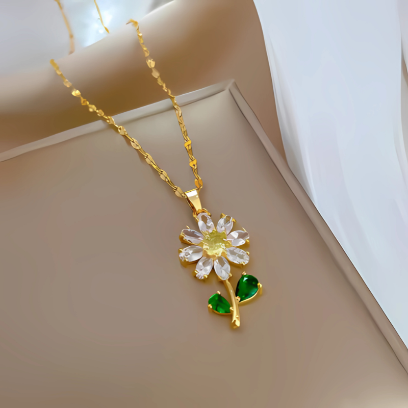 Zirkoon Zonnebloem Ketting - Scarlett