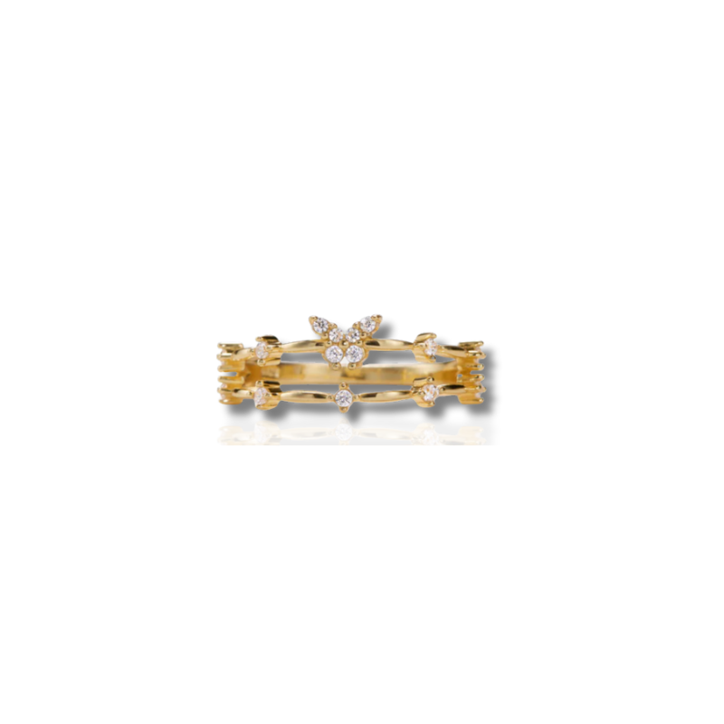 Dubbele Rij Vlinder Zircon Ring – Vivian