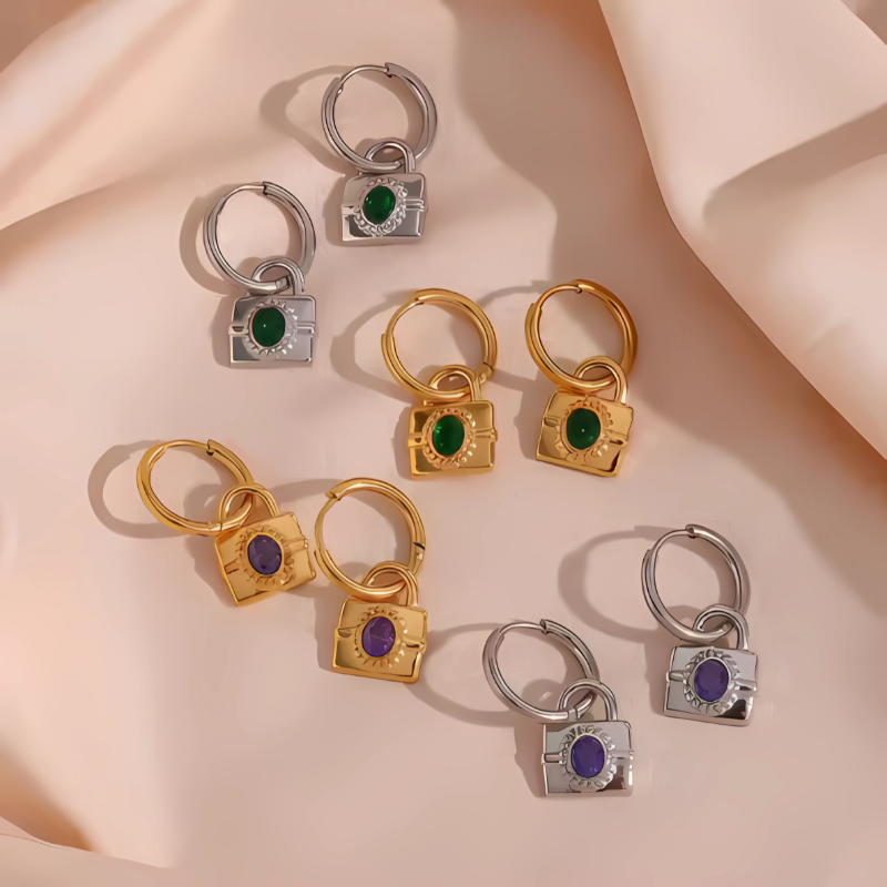 Elegante Edelsteen Slot Oorbellen - Aubrielle