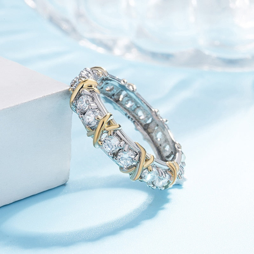 Platina liefde kruisring | Sterling Zilver