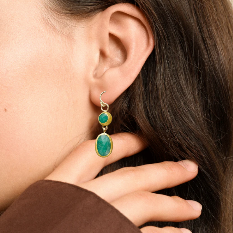 Vintage Groene Stenen Druppeloorbellen - Janna