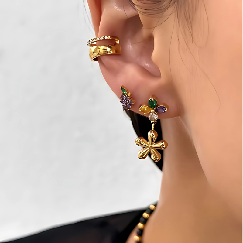Bloemen Zircon Hangende Oorbellen - Mylah