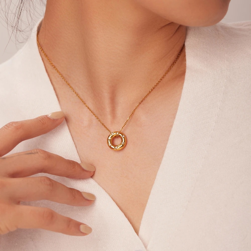 Goud Vergulde Zirkonia Hanger Ketting - Kate