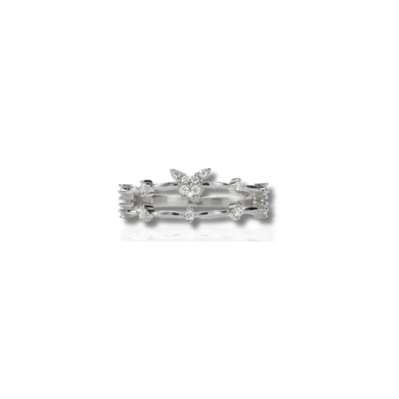 Dubbele Rij Vlinder Zircon Ring – Vivian
