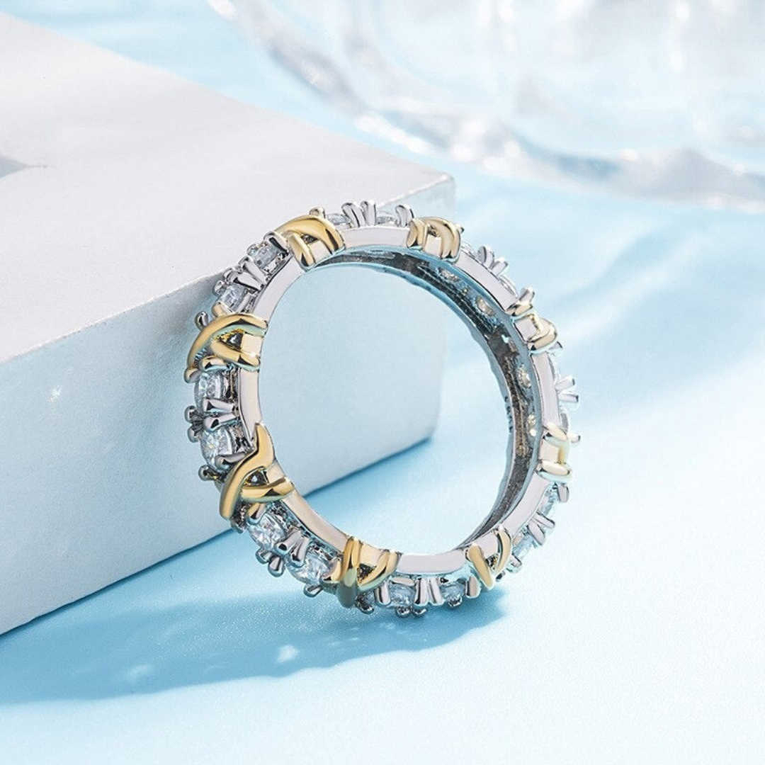 Platina liefde kruisring | Sterling Zilver