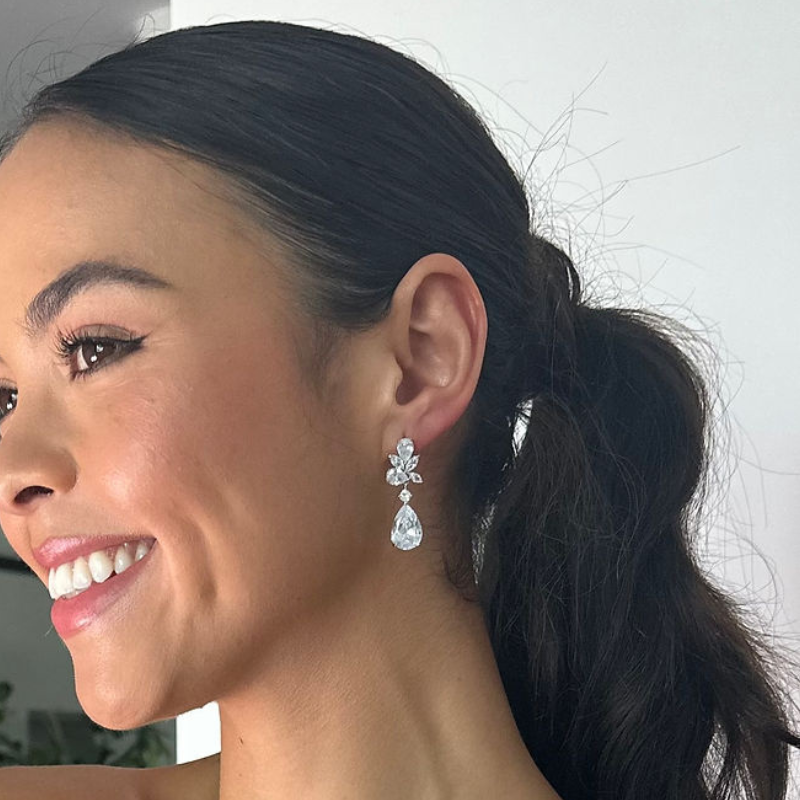 Elegante Zilveren Zirconia Dangle Oorbellen - Sophia