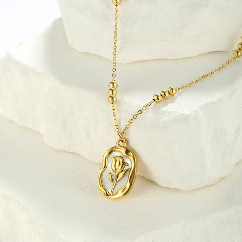 Gouden Rozen Hanger Ketting - Penelope
