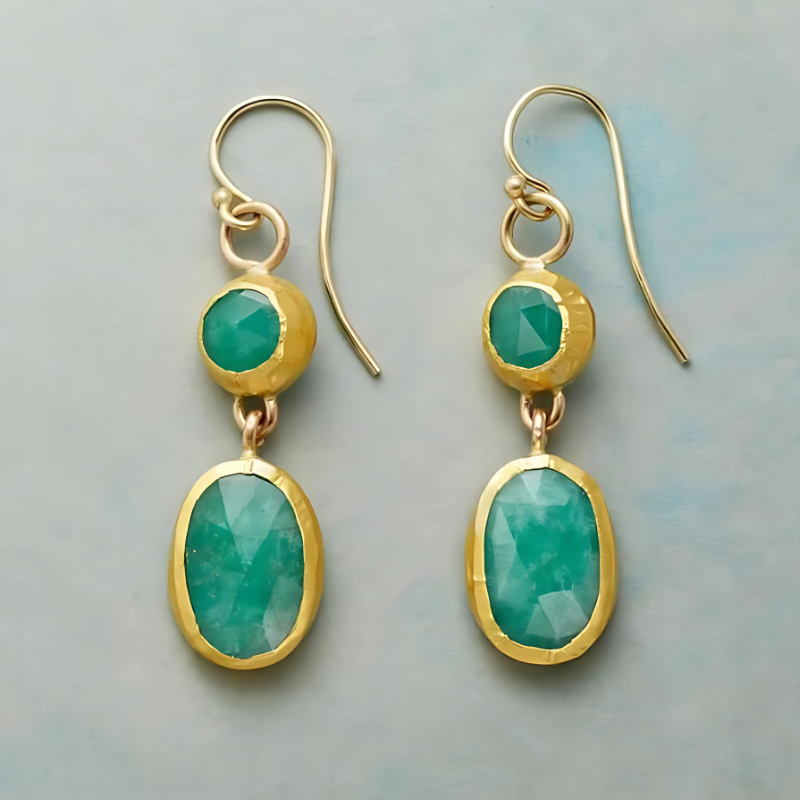 Vintage Groene Stenen Druppeloorbellen - Janna