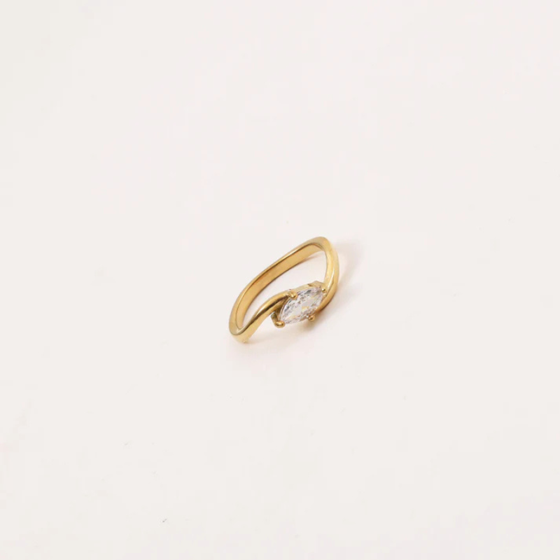Vergulde Zirkonia Gedraaide Ring - Faith