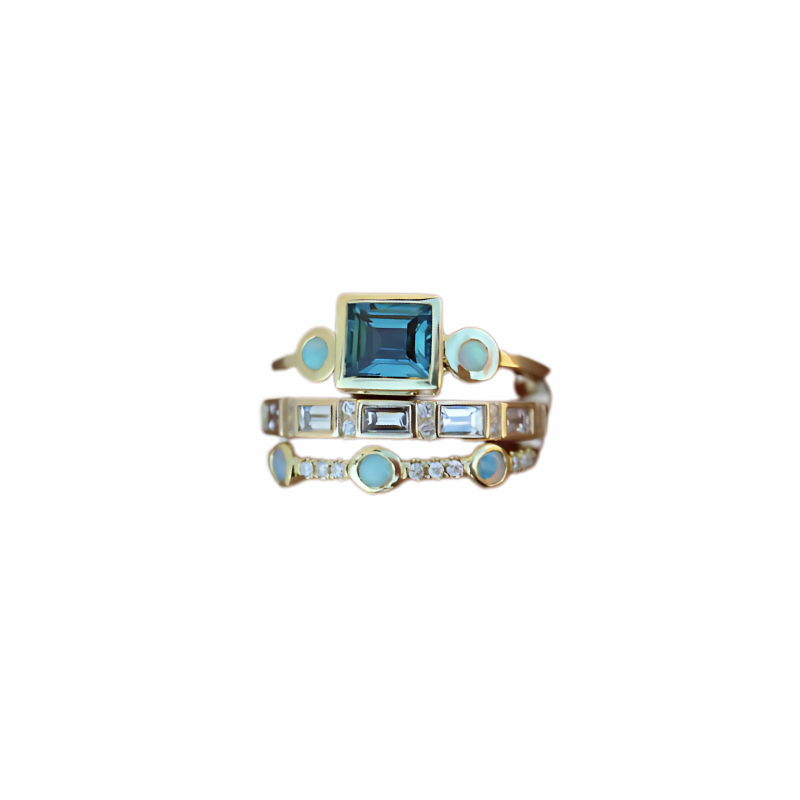 Vintage Blauwe Kristallen Ringen | Goud