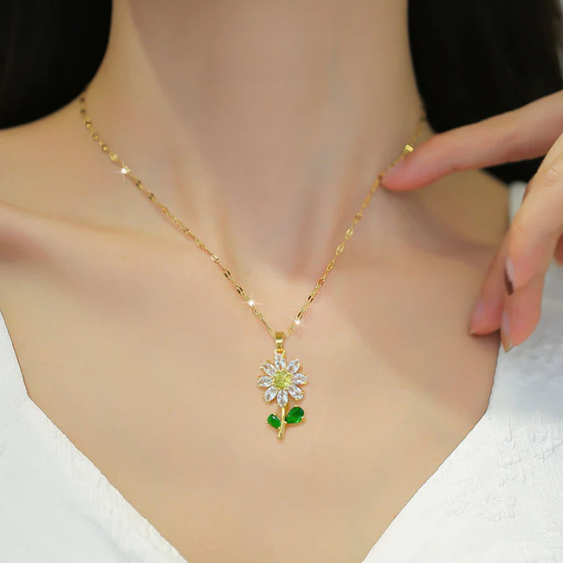 Zirkoon Zonnebloem Ketting - Scarlett