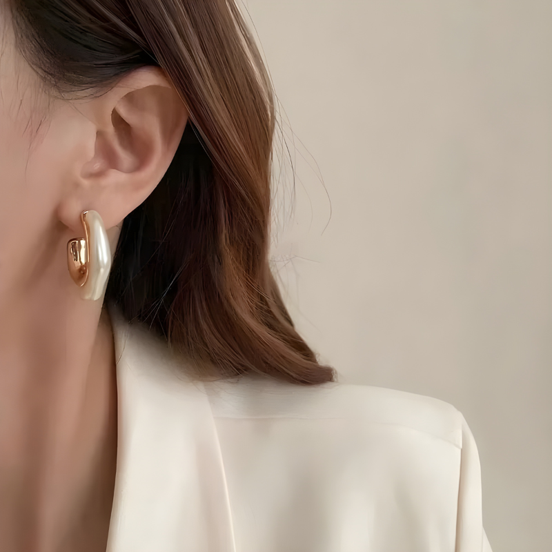 Elegante Onregelmatige C-vorm Parel Oorbellen – Eudora