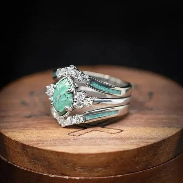 Zilveren Ring Marquise Turquoise Diamant Inleg – Lotte