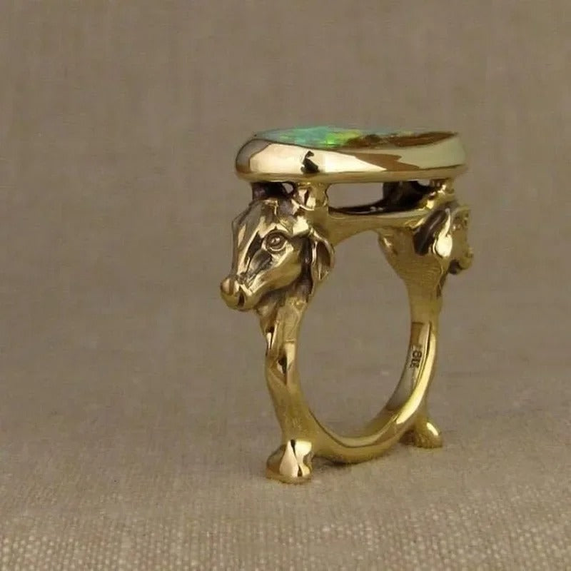 Vintage Kleurrijke Opaalring | Goud