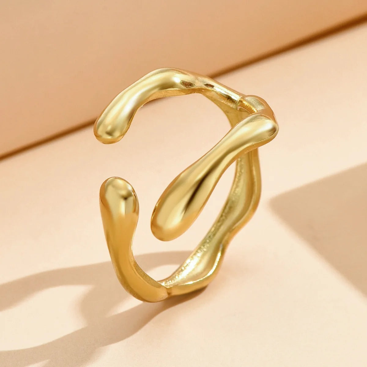 Vergulde Geometrische Open Ring - Amina