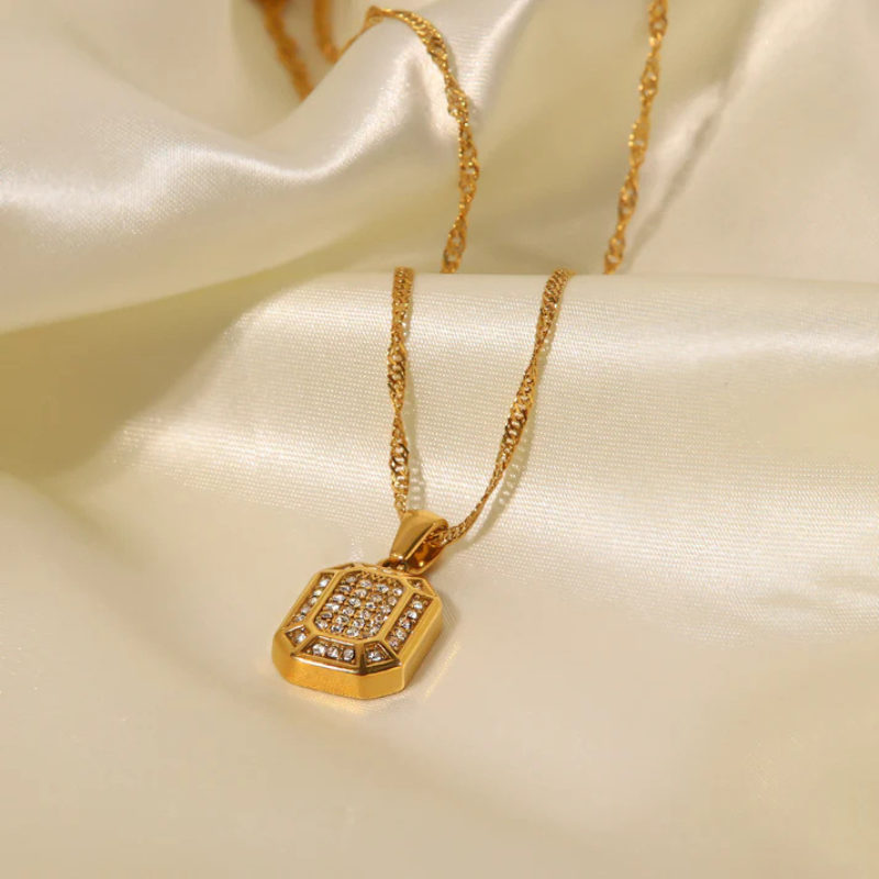 Geometrische Zirkoon Hanger Ketting - Julia