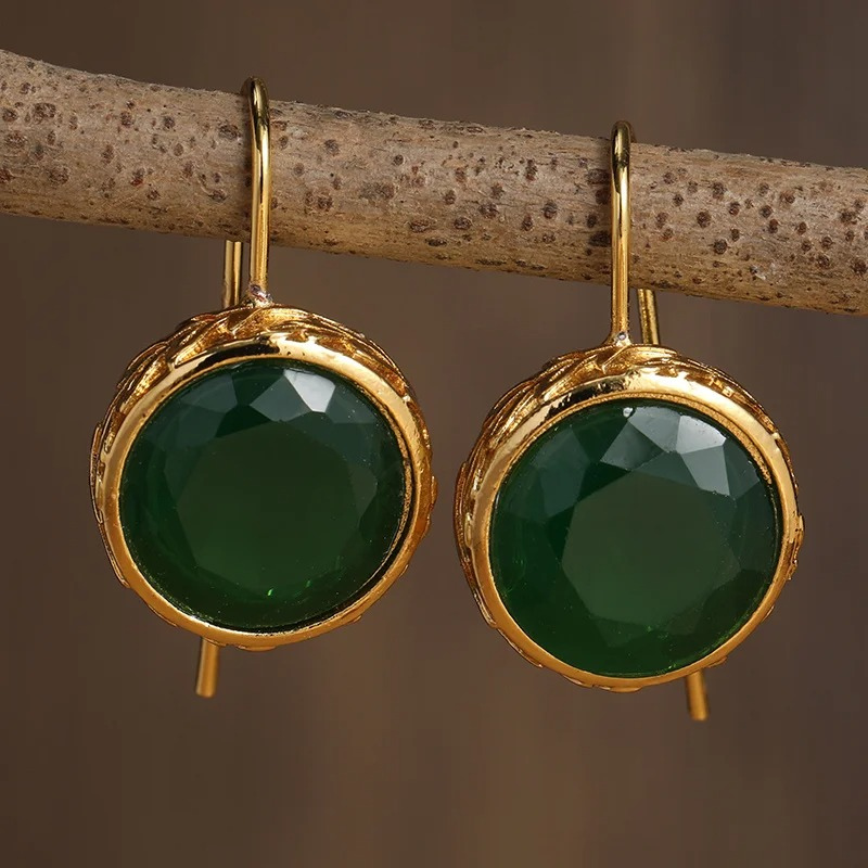 Groene Edelsteen Oorbellen Verguld - Kare
