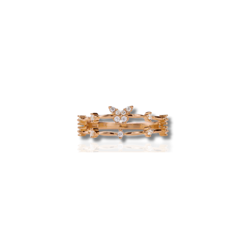 Dubbele Rij Vlinder Zircon Ring – Vivian