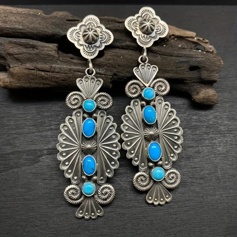 Vintage Turquoise Stud Oorbellen - Claudia