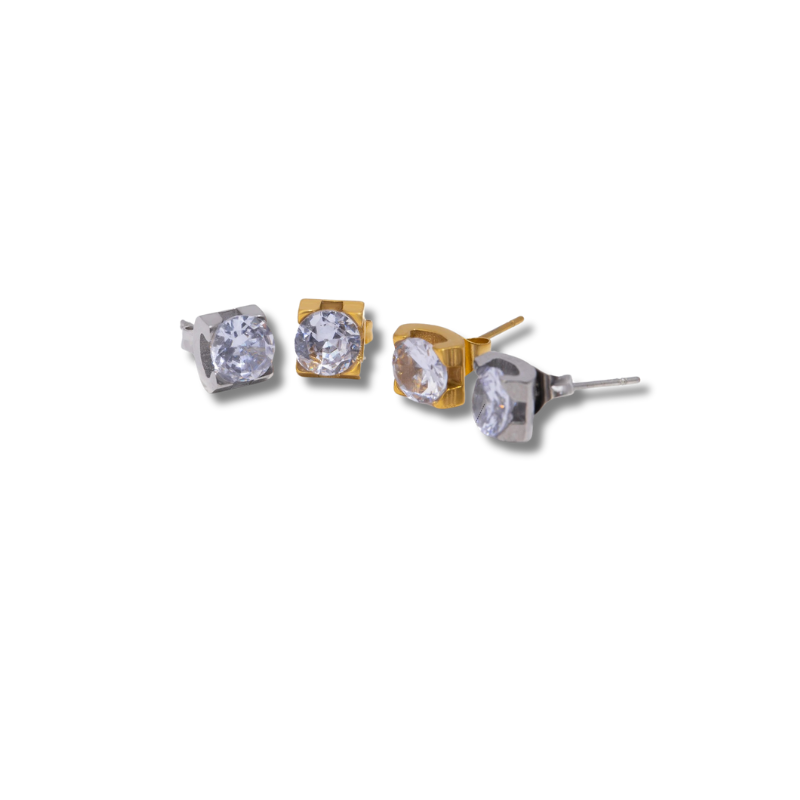 Vierkante Cubic Zirconia Stud Oorbellen - Tiffany