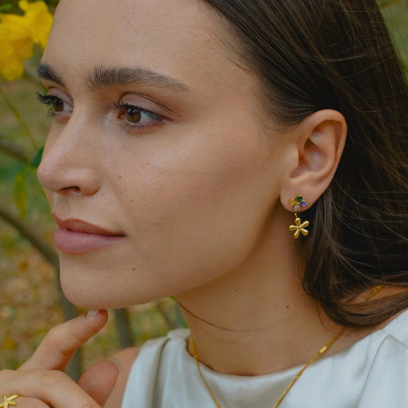 Bloemen Zircon Hangende Oorbellen - Mylah
