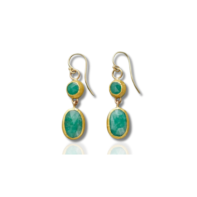 Vintage Groene Stenen Druppeloorbellen - Janna