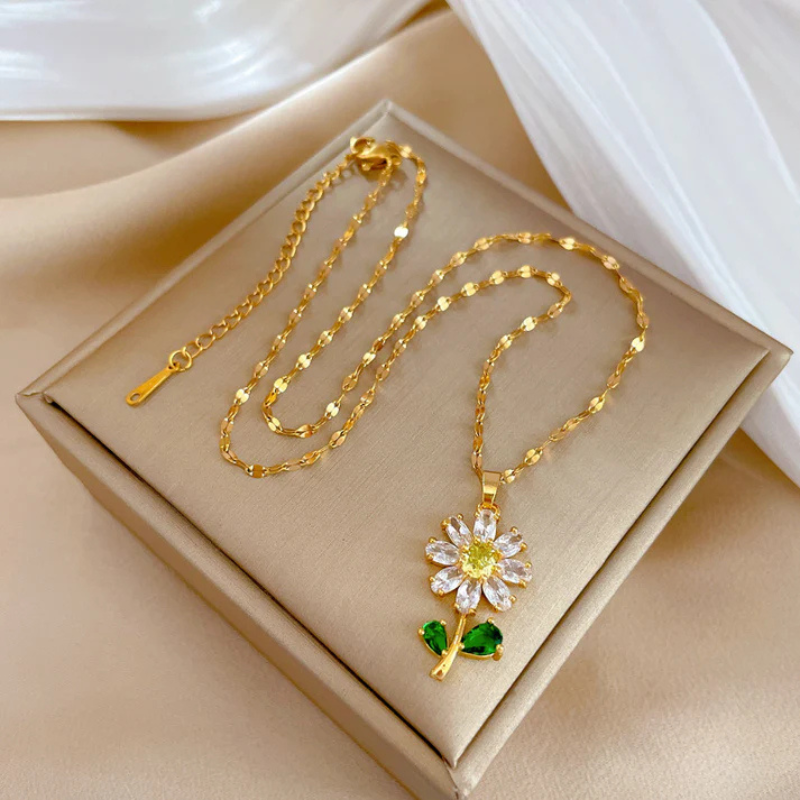Zirkoon Zonnebloem Ketting - Scarlett
