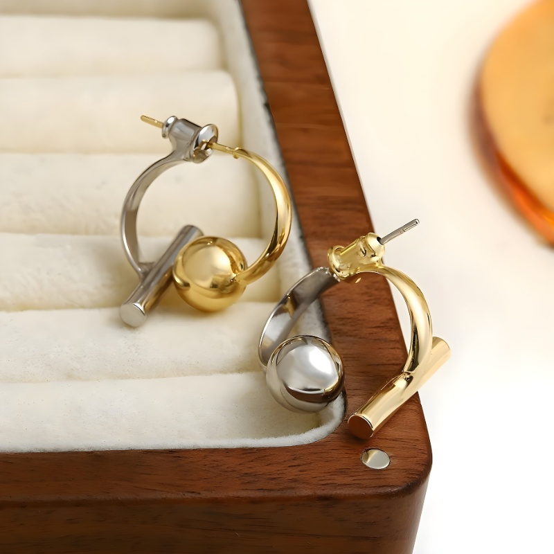 Twee-Tonige Bal Dangle Oorbellen - Felicity