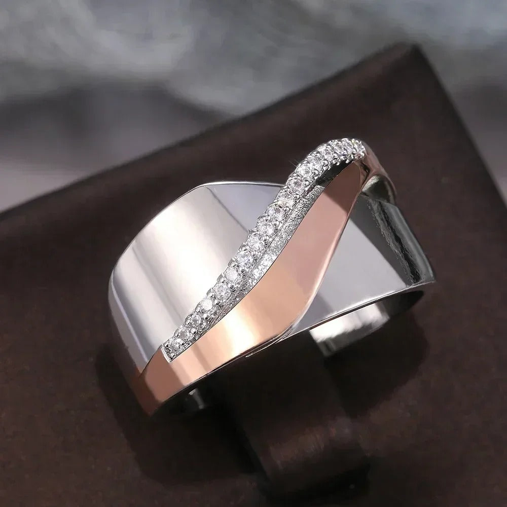 Vintage Roségouden En Zilveren Zirkoniaring | Goud