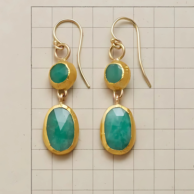 Vintage Groene Stenen Druppeloorbellen - Janna