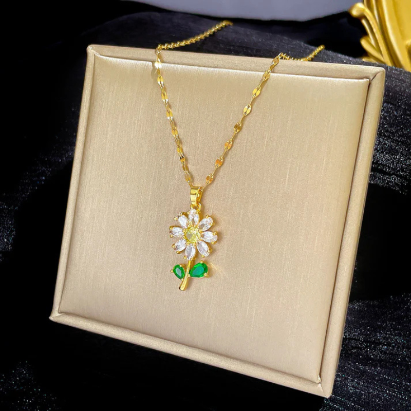 Zirkoon Zonnebloem Ketting - Scarlett