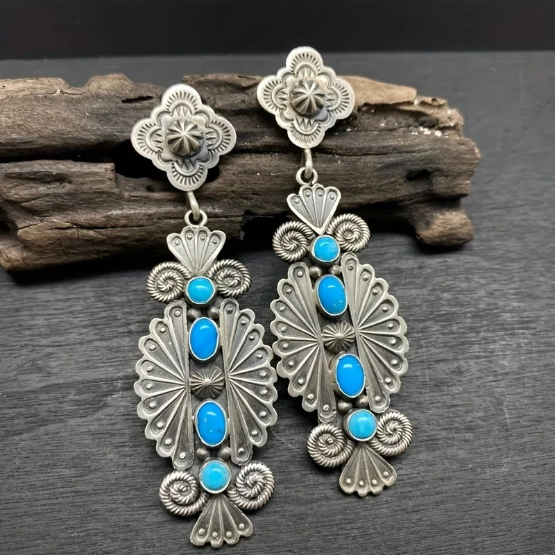 Vintage Turquoise Stud Oorbellen - Claudia