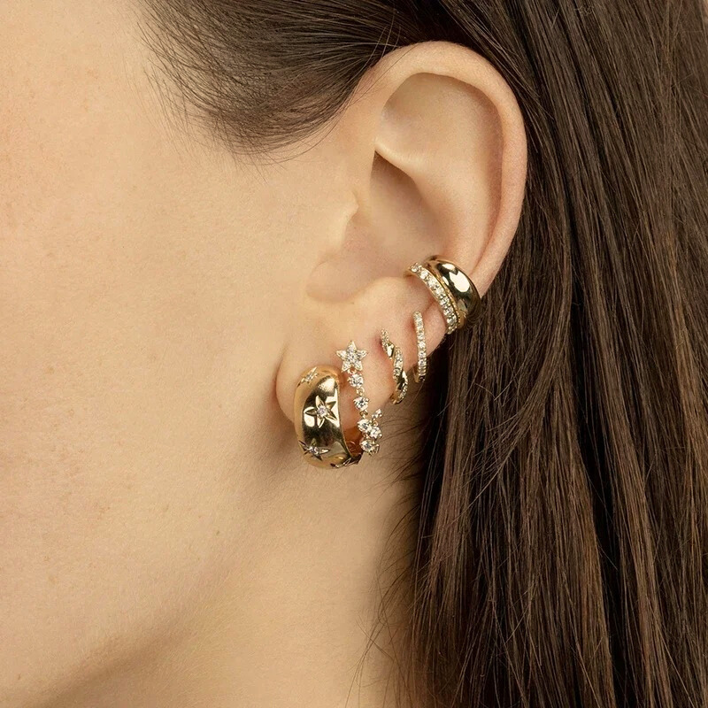 Chunky Ster Zircon Hoop Oorbellen - Angela