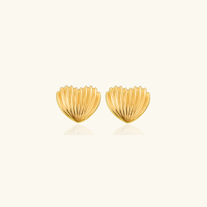 Vergulde Hart Schelp Stud Earring - Kristy