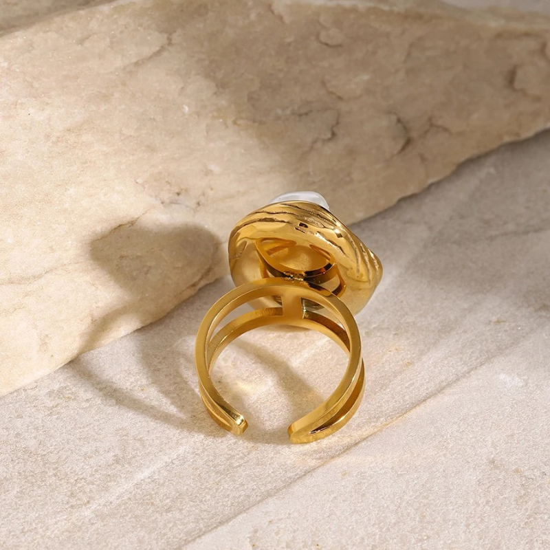Vergulde Barok Grote Parel Ring - Lynn