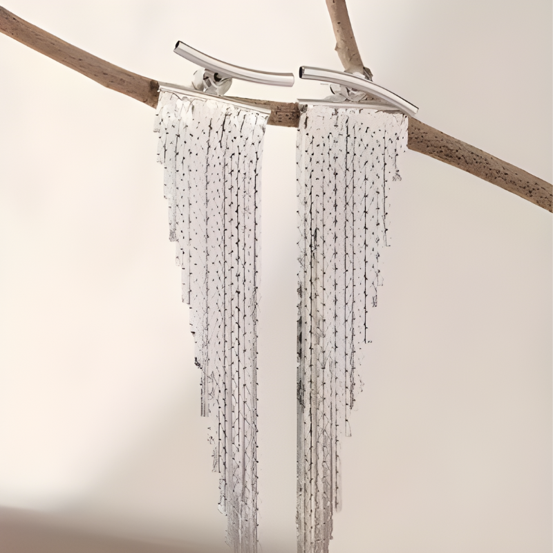 Elegante Zilveren Tassel Oorbellen - Bernice