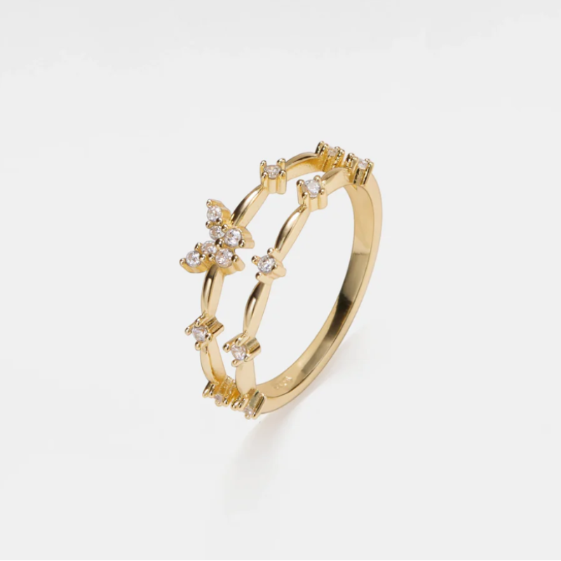 Dubbele Rij Vlinder Zircon Ring – Vivian
