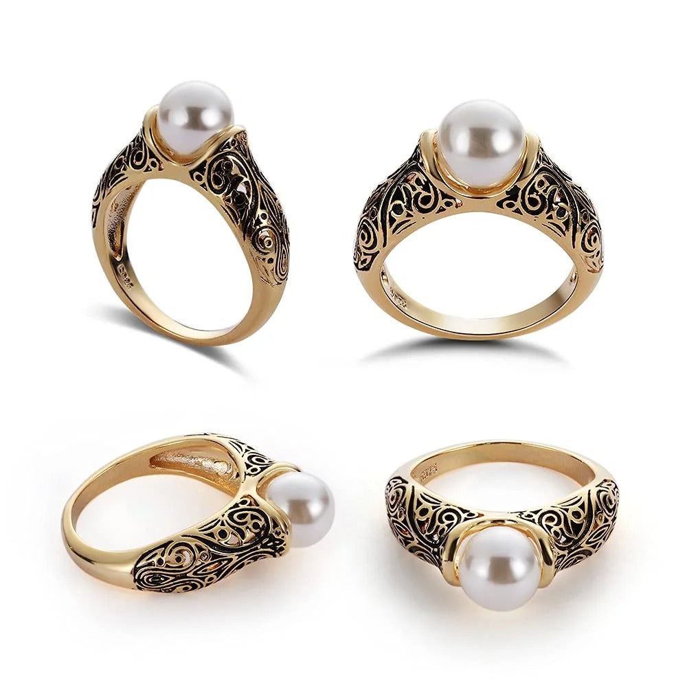 Vintage Parel Gouden Ring | Goud
