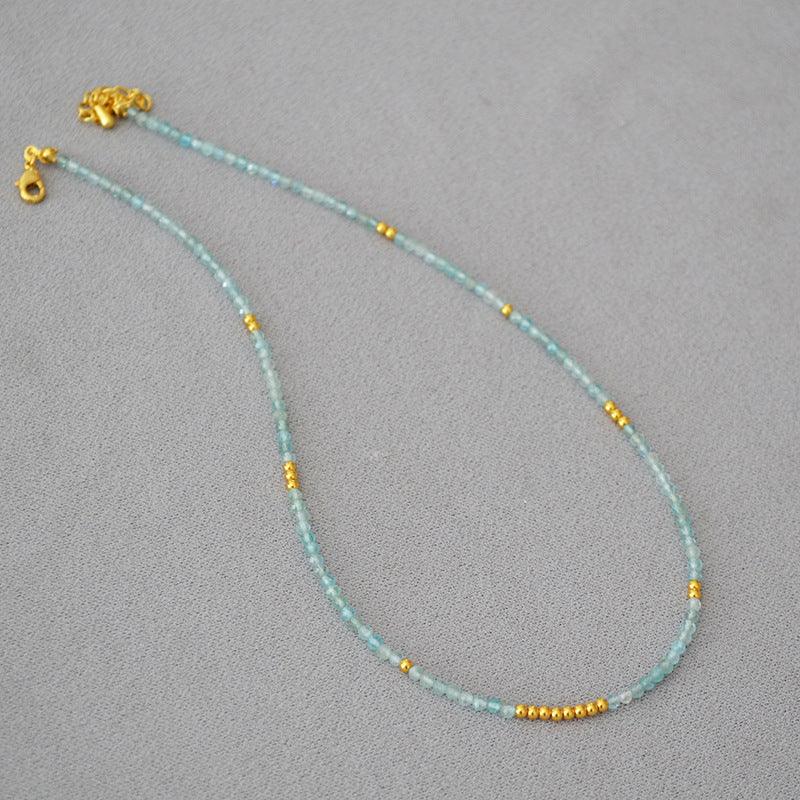 Zeeblauwe Kralen Clavicula Ketting - Luna