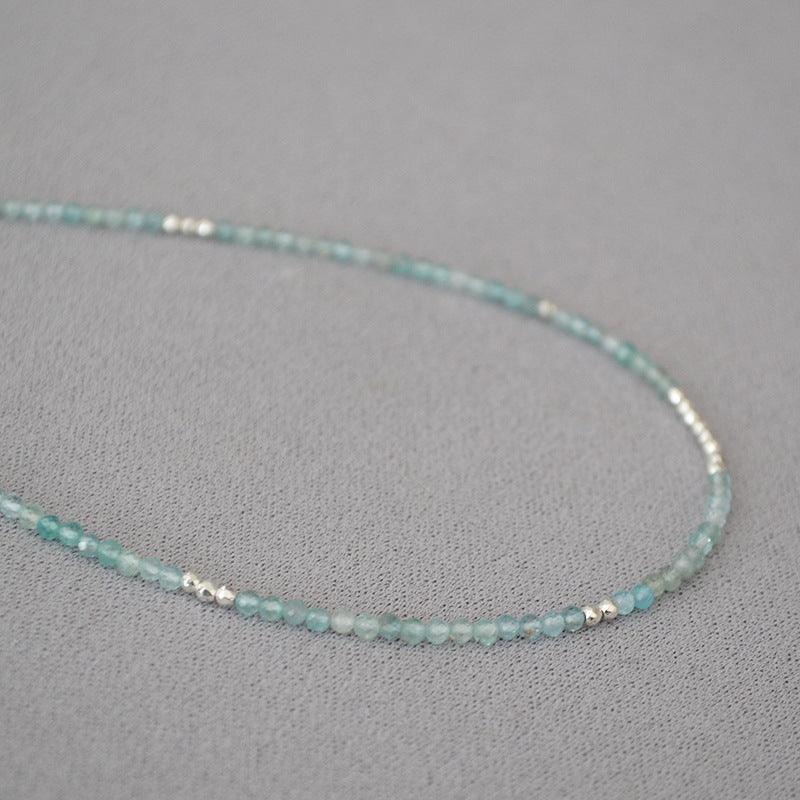 Zeeblauwe Kralen Clavicula Ketting - Luna