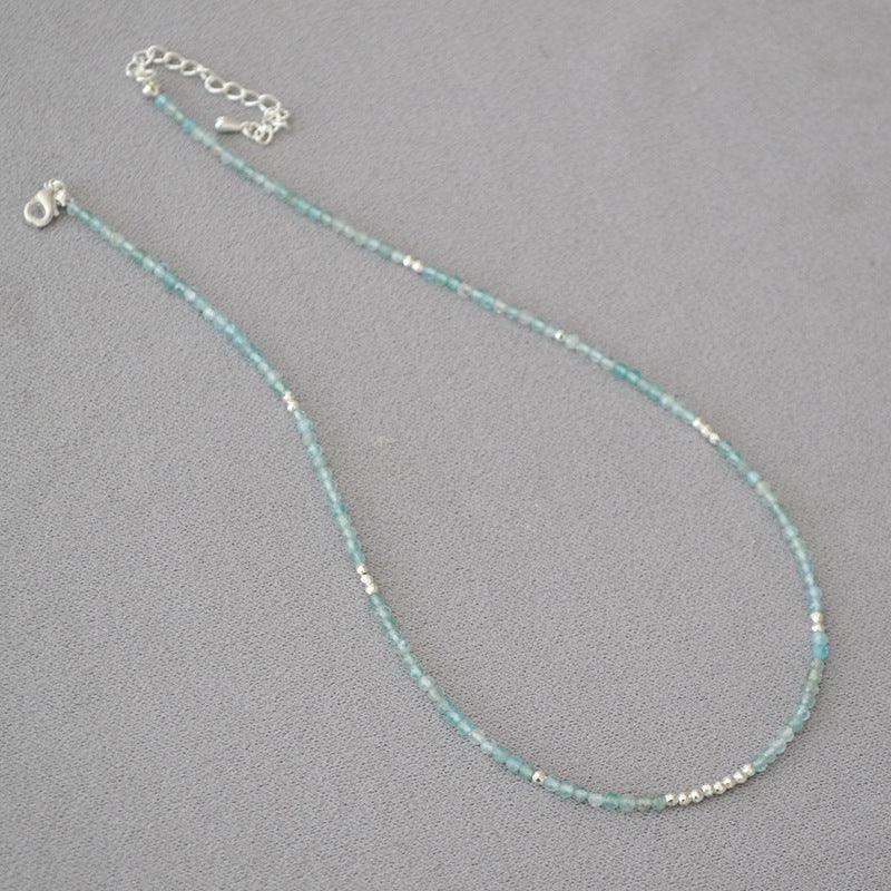 Zeeblauwe Kralen Clavicula Ketting - Luna