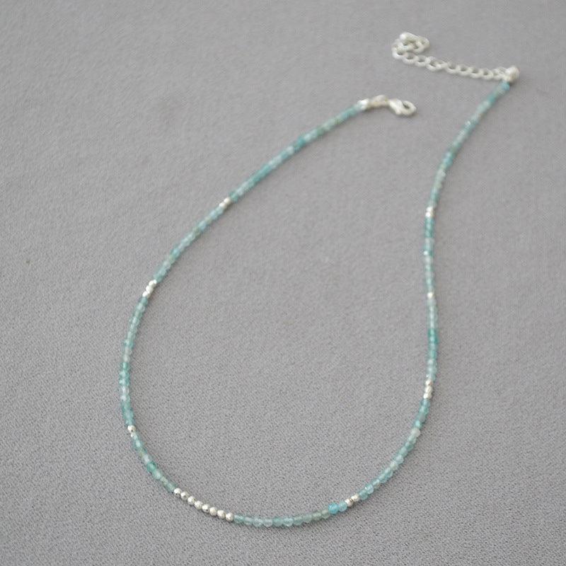 Zeeblauwe Kralen Clavicula Ketting - Luna