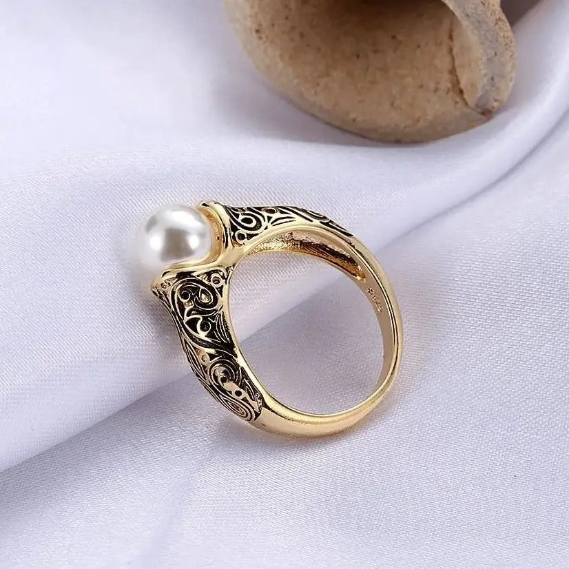 Vintage Parel Gouden Ring | Goud