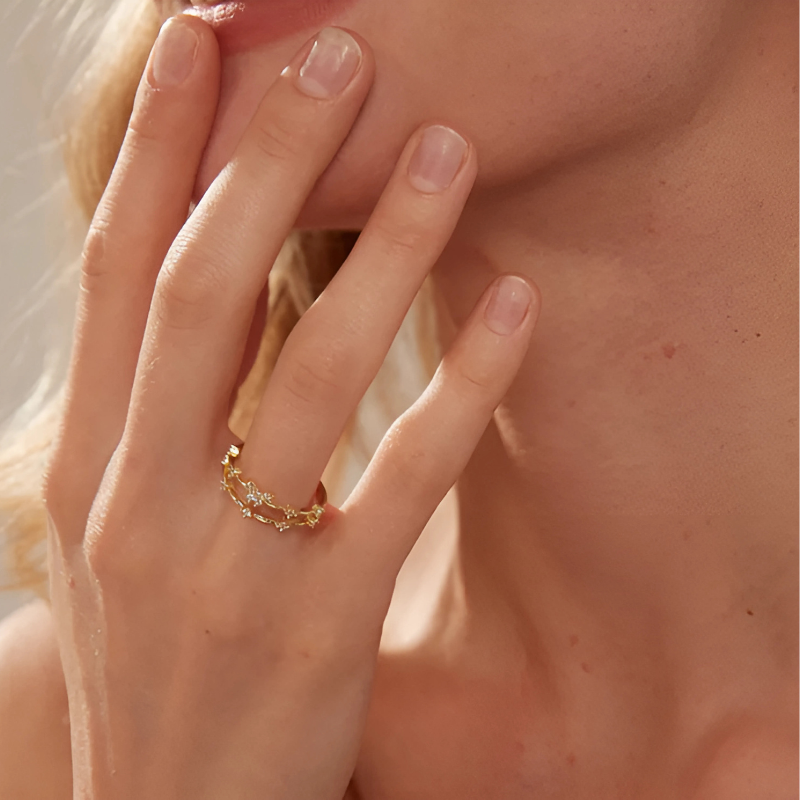 Dubbele Rij Vlinder Zircon Ring – Vivian
